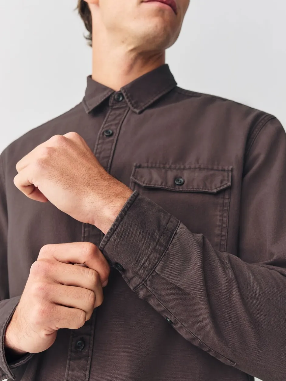 Formele Overhemden*Next - Long Sleeve Garment Dyed Oxford Shirt Chocoladebruin