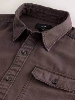 Formele Overhemden*Next - Long Sleeve Garment Dyed Oxford Shirt Chocoladebruin