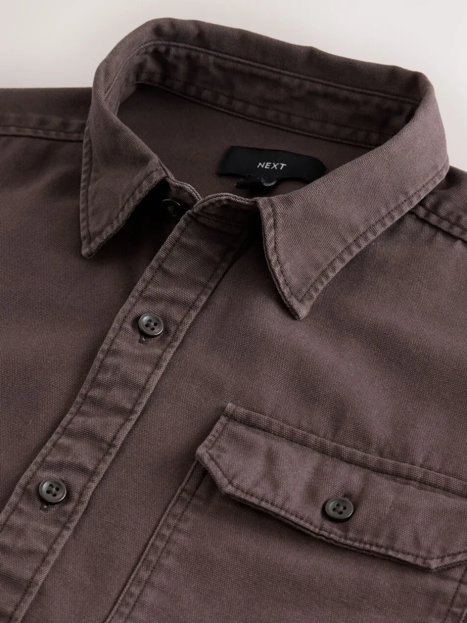 Formele Overhemden*Next - Long Sleeve Garment Dyed Oxford Shirt Chocoladebruin