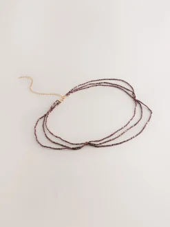 Ceintuurs*Next - Metallic Skinny Tiered Beaded Belt Chocoladebruin
