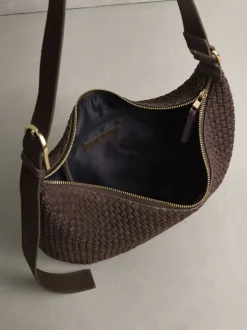 Tassen En Portemonnees*Next Chocoladebruin - N. Premium Suede Sling Weave Schoudertas