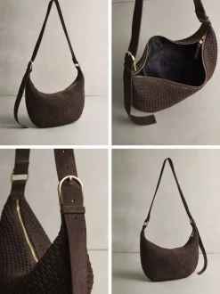Tassen En Portemonnees*Next Chocoladebruin - N. Premium Suede Sling Weave Schoudertas