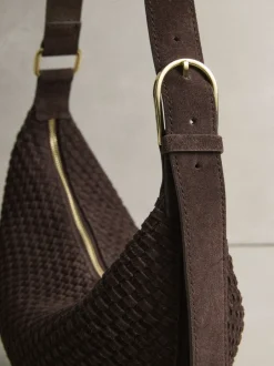 Tassen En Portemonnees*Next Chocoladebruin - N. Premium Suede Sling Weave Schoudertas