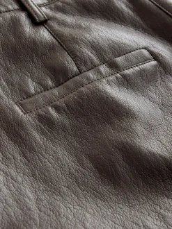 Broeken*Nothing Ordinary - Faux Leather Barrel Leg Trousers Chocoladebruin