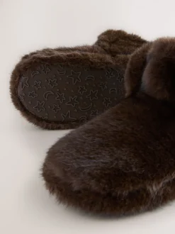 Pantoffels*Next Chocoladebruin - Pantoffellaarzen met imitatiebont