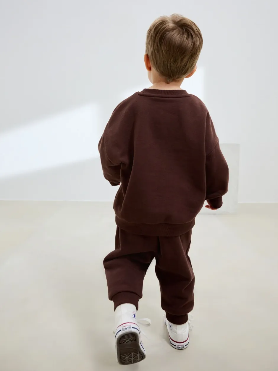 Joggingbroeken|Sweaters En Hoody´S|Next - Printed Crew Neck Sweat Top & Joggers Set (3mths-7yrs) Chocoladebruin