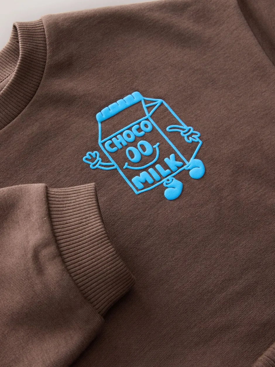 Joggingbroeken|Sweaters En Hoody´S|Next - Printed Crew Neck Sweat Top & Joggers Set (3mths-7yrs) Chocoladebruin