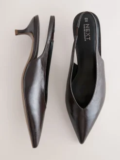 Schoenen Met Hakken*Next - Punt Toe Lage Slingback Naaldhak Schoenen Chocoladebruin