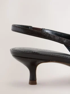 Schoenen Met Hakken*Next - Punt Toe Lage Slingback Naaldhak Schoenen Chocoladebruin