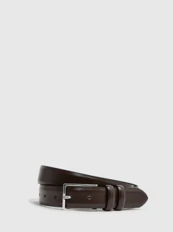 Riemen En Bretels*Reiss - - Dante - Gladde leren riem Chocoladebruin