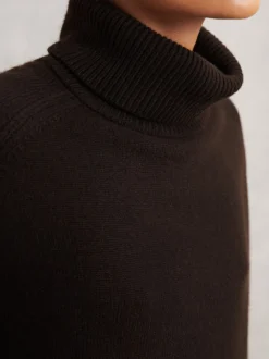 Gebreide Kleding*Reiss Chocoladebruin - Brooklyn trui met rolkraag van wol-kasjmier