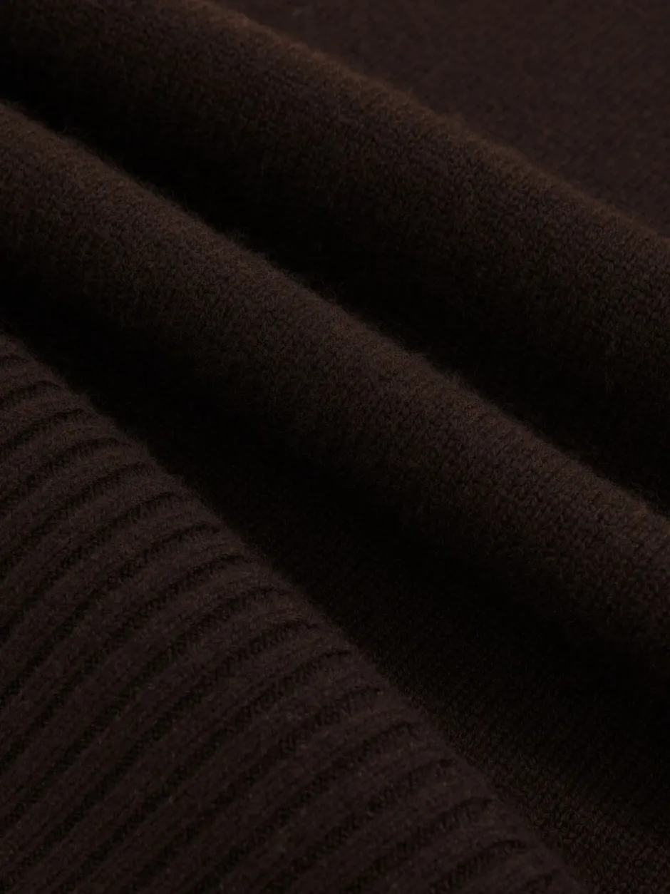 Gebreide Kleding*Reiss Chocoladebruin - Brooklyn trui met rolkraag van wol-kasjmier
