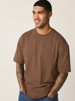T-Shirts En Hemden*Next Chocoladebruin - Relaxed fit - Zwaar T-shirt