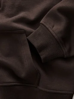 Hoody's En Sweatshirts*Next - Relaxed fit sweatshirt van zware katoenrijke jersey met ritssluiting bij de hals Chocoladebruin