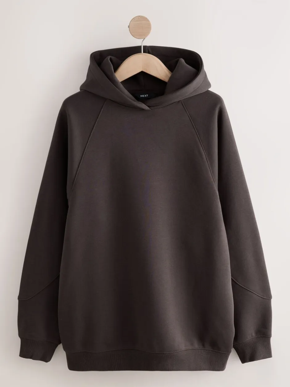 Hoody's En Sweatshirts|Next - Relaxte pasvorm zware lange hoodie Chocoladebruin