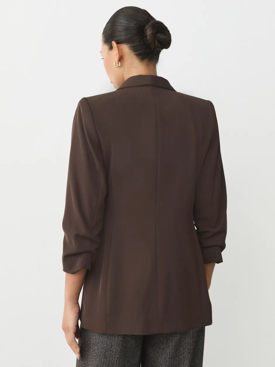 Kostuums En Werkkleding*Next Chocoladebruin - Ruimvallend blazer met gerimpelde mouwen