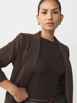 Kostuums En Werkkleding*Next Chocoladebruin - Ruimvallend blazer met gerimpelde mouwen