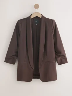 Kostuums En Werkkleding*Next Chocoladebruin - Ruimvallend blazer met gerimpelde mouwen