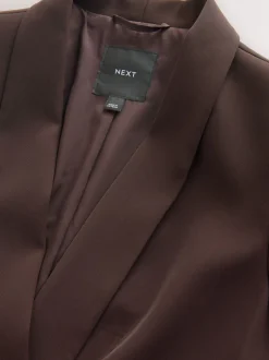 Kostuums En Werkkleding*Next Chocoladebruin - Ruimvallend blazer met gerimpelde mouwen
