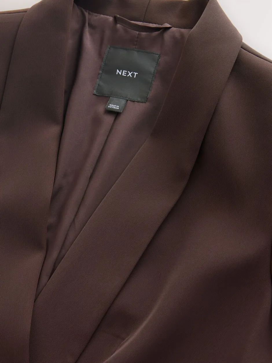 Kostuums En Werkkleding*Next Chocoladebruin - Ruimvallend blazer met gerimpelde mouwen