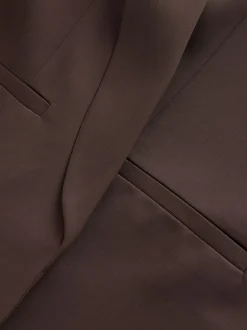 Kostuums En Werkkleding*Next Chocoladebruin - Ruimvallend blazer met gerimpelde mouwen