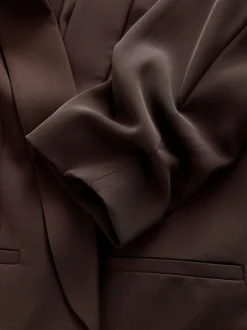 Kostuums En Werkkleding*Next Chocoladebruin - Ruimvallend blazer met gerimpelde mouwen