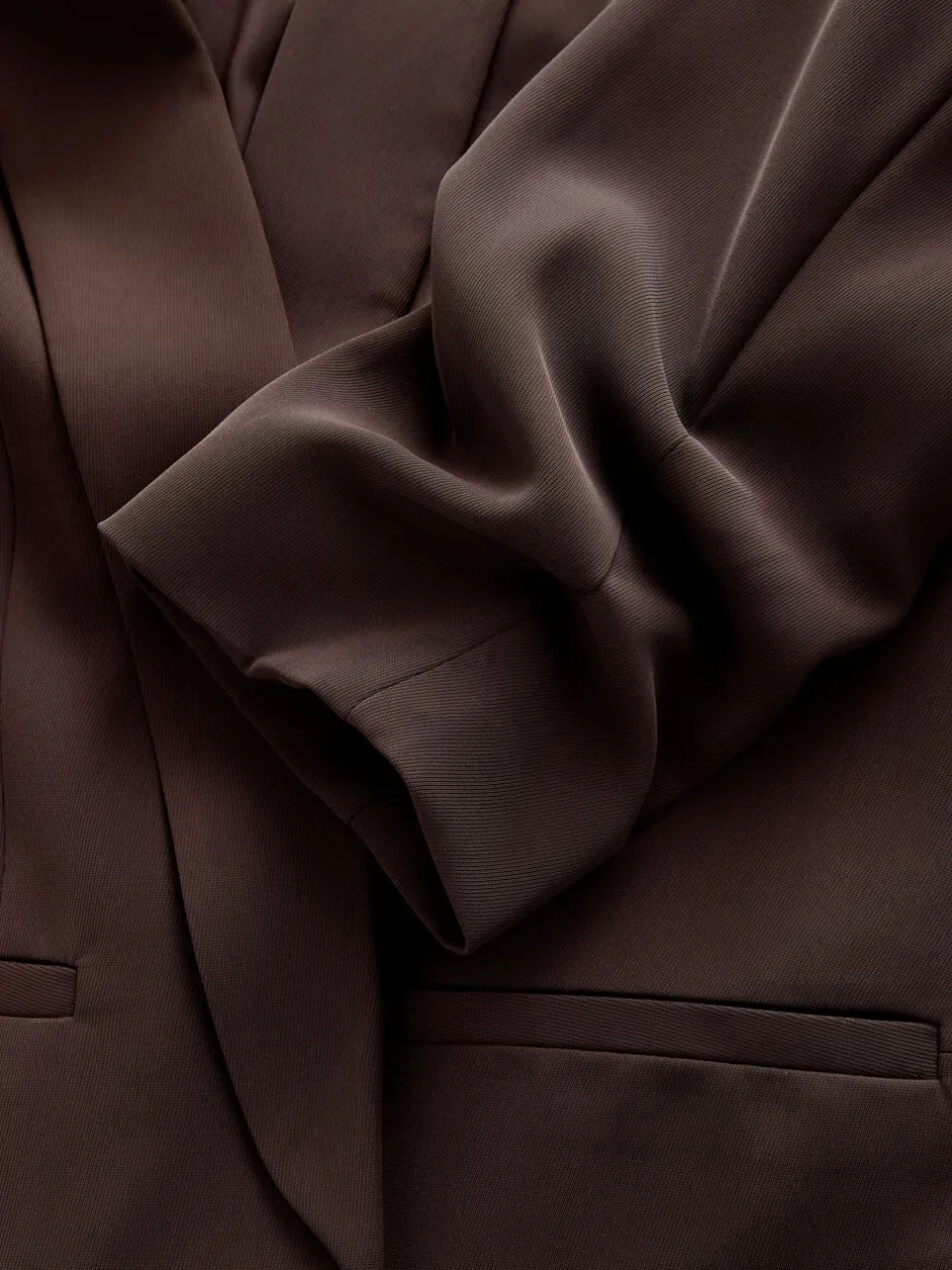 Kostuums En Werkkleding*Next Chocoladebruin - Ruimvallend blazer met gerimpelde mouwen