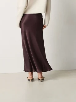 Rokken*Next Chocoladebruin - Satijnen midirok
