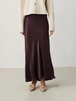Rokken*Next Chocoladebruin - Satijnen midirok