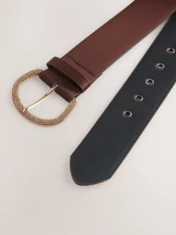 Ceintuurs*Next - Satin Belt with Diamante Buckle Chocoladebruin