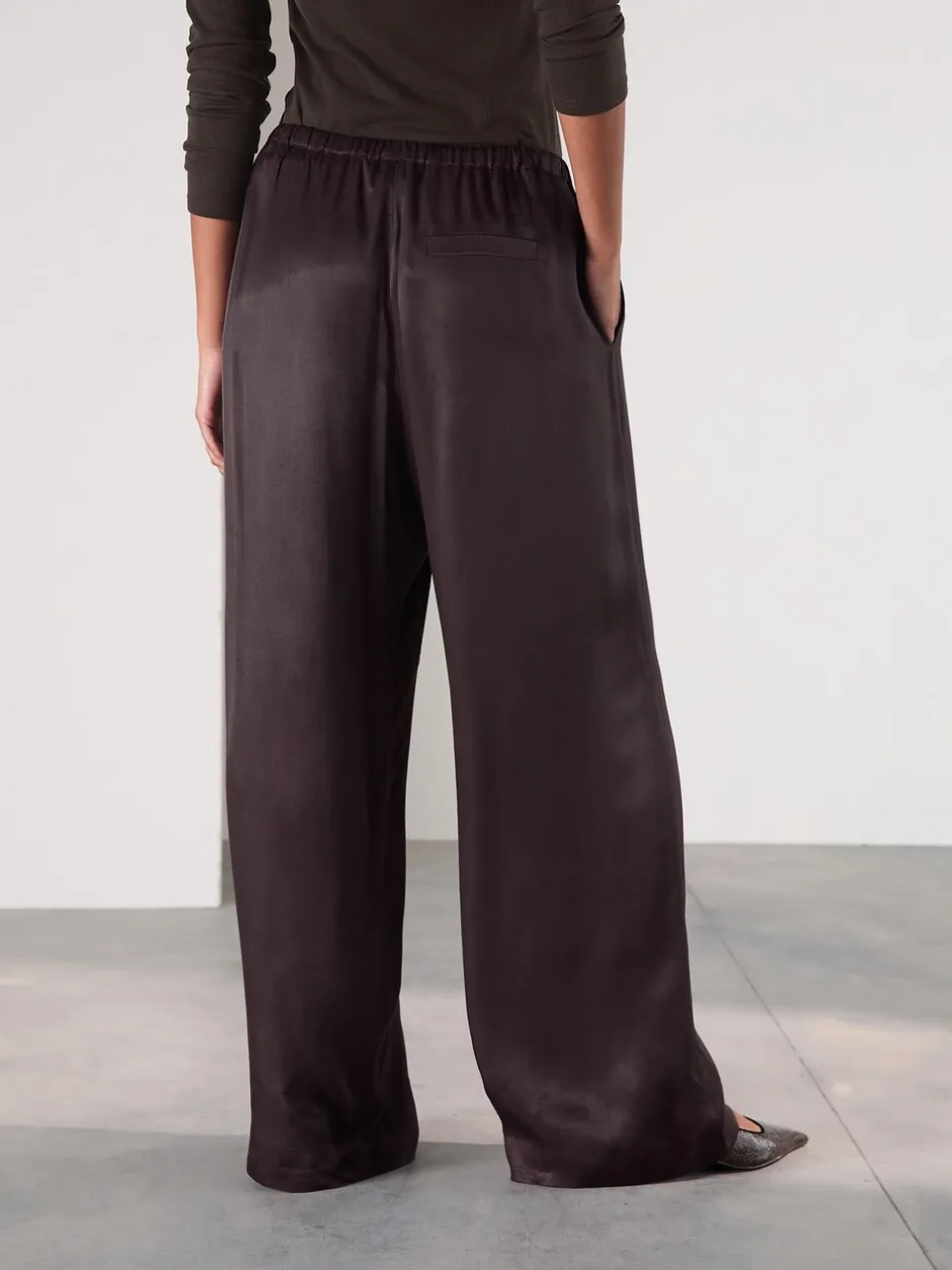 Broeken*Next - Satin Tie Waist Wide Leg Trousers Chocoladebruin