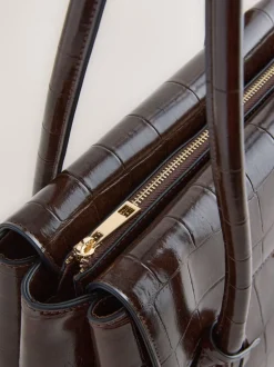 Tassen En Portemonnees*Next - Schoudertas met krokodillenleereffect Chocoladebruin