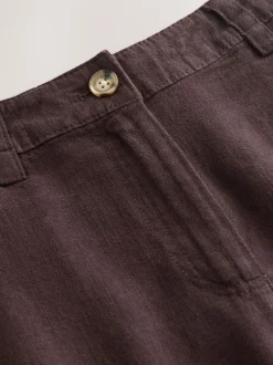 Broeken*Next - Smart Front Linen Blend Wide Leg Trousers Chocoladebruin