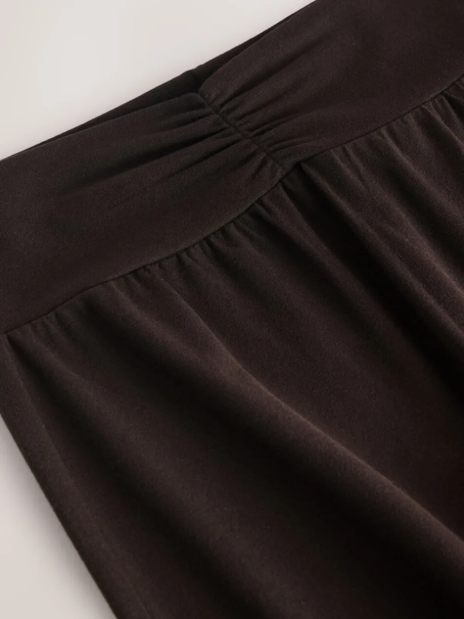 Loungewear|Leggings En Joggingbroeken|Next - Soft Touch Rib Ruched Flare Leggings Chocoladebruin