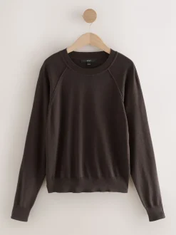 Gebreide Kleding|Next Chocoladebruin - Soft Touch Ronde hals Katoen Rijke Trui