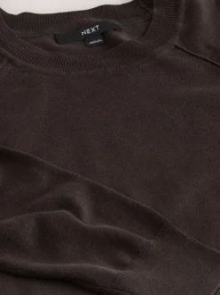 Gebreide Kleding|Next Chocoladebruin - Soft Touch Ronde hals Katoen Rijke Trui