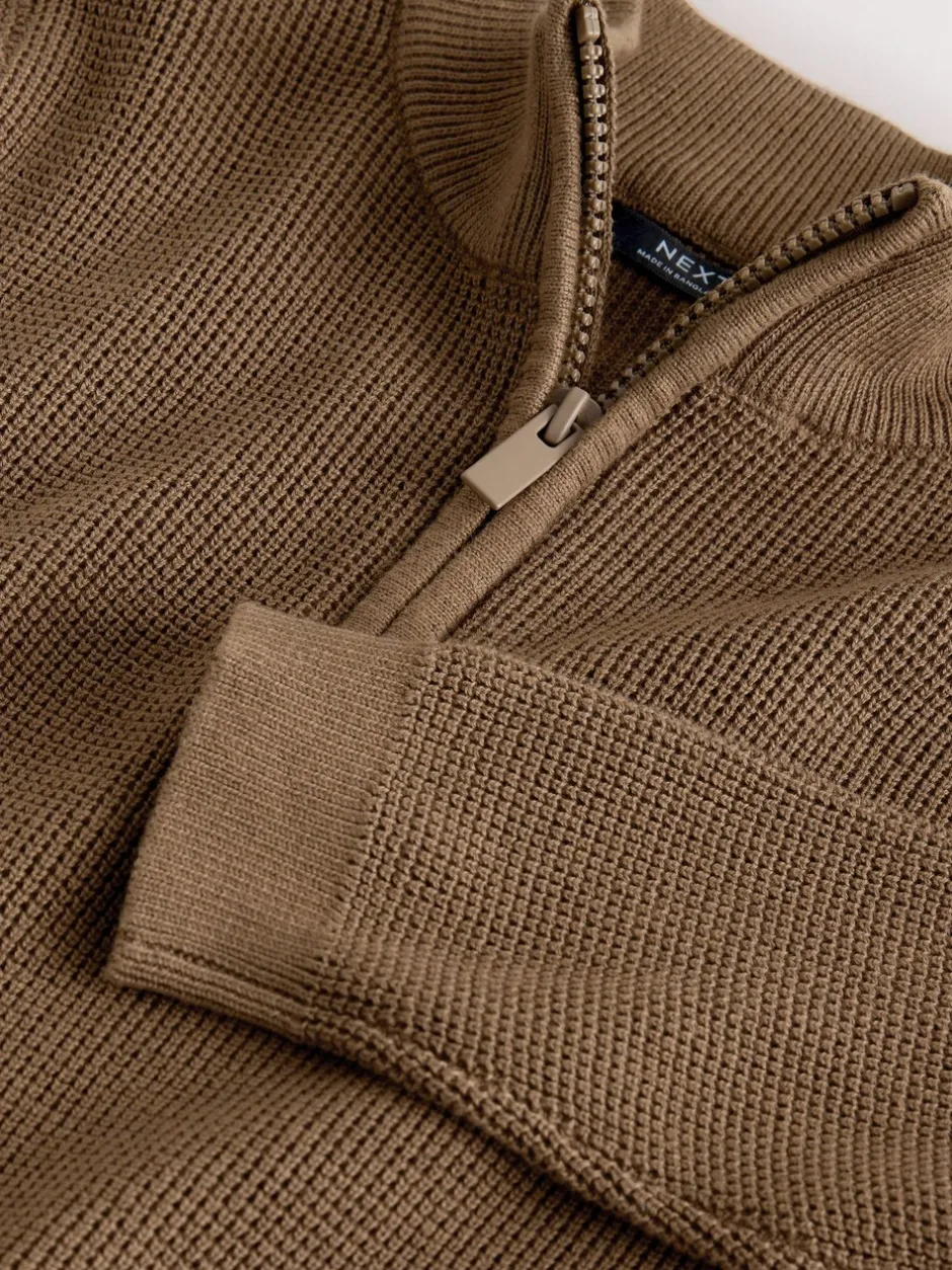 Truien En Breisels*Next - Textured Knitted Zip Neck Jumper (3-16yrs) Chocoladebruin