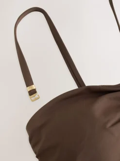 Badkleding*Next Chocoladebruin - Vormgevend bandeaubadpak met buikcorrectie