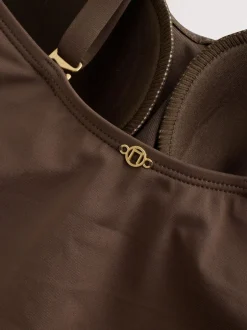 Badkleding*Next Chocoladebruin - Vormgevend bandeaubadpak met buikcorrectie