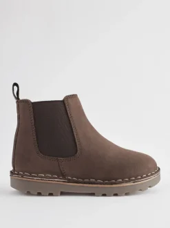 Boots|Next - Warm gevoerde leren Chelsea laarzen Chocoladebruin