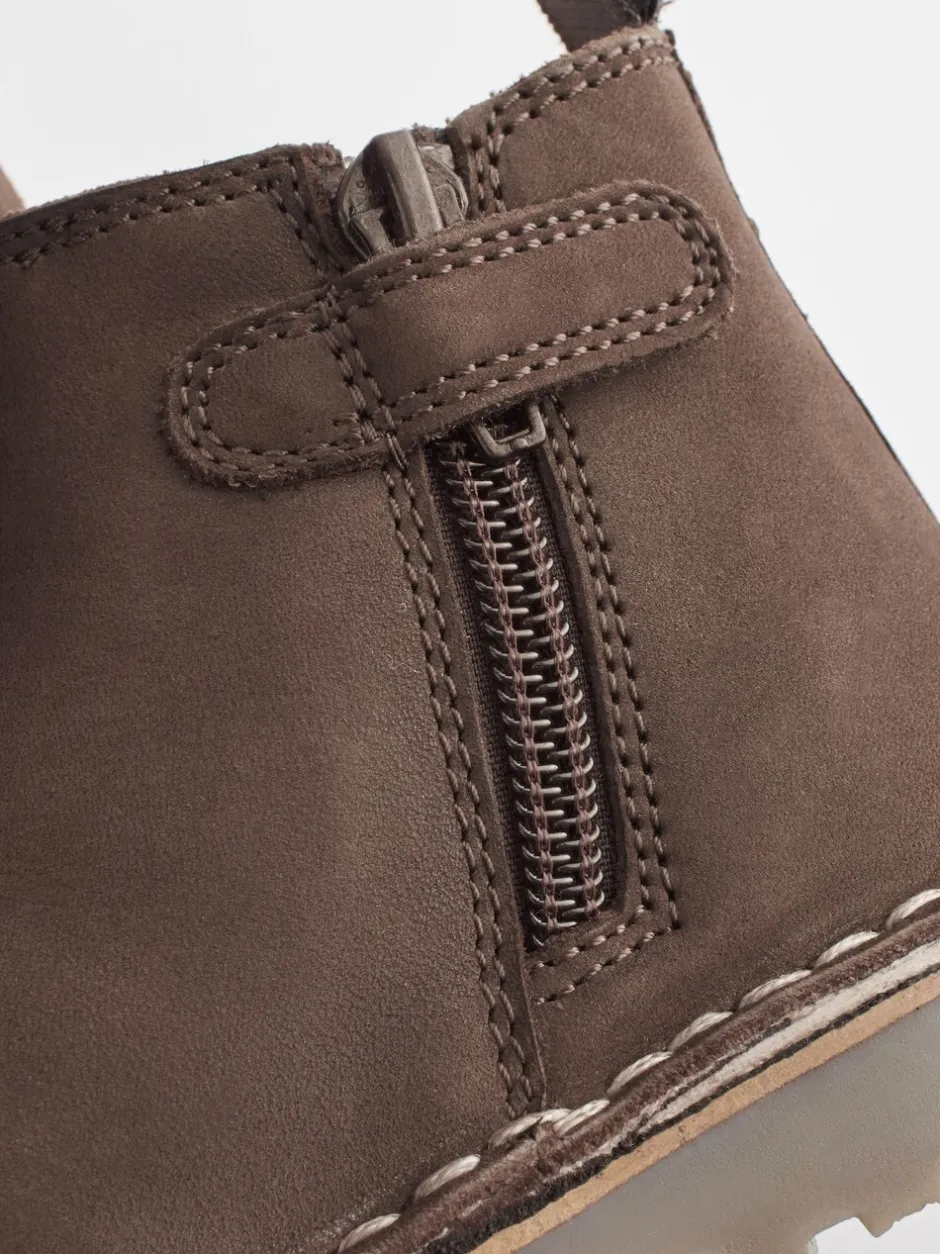 Boots|Next - Warm gevoerde leren Chelsea laarzen Chocoladebruin