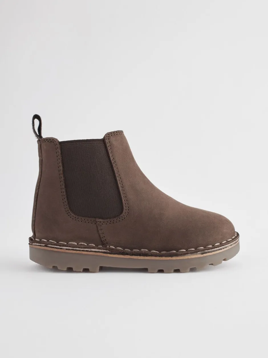 Boots|Next - Warm gevoerde leren Chelsea laarzen Chocoladebruin