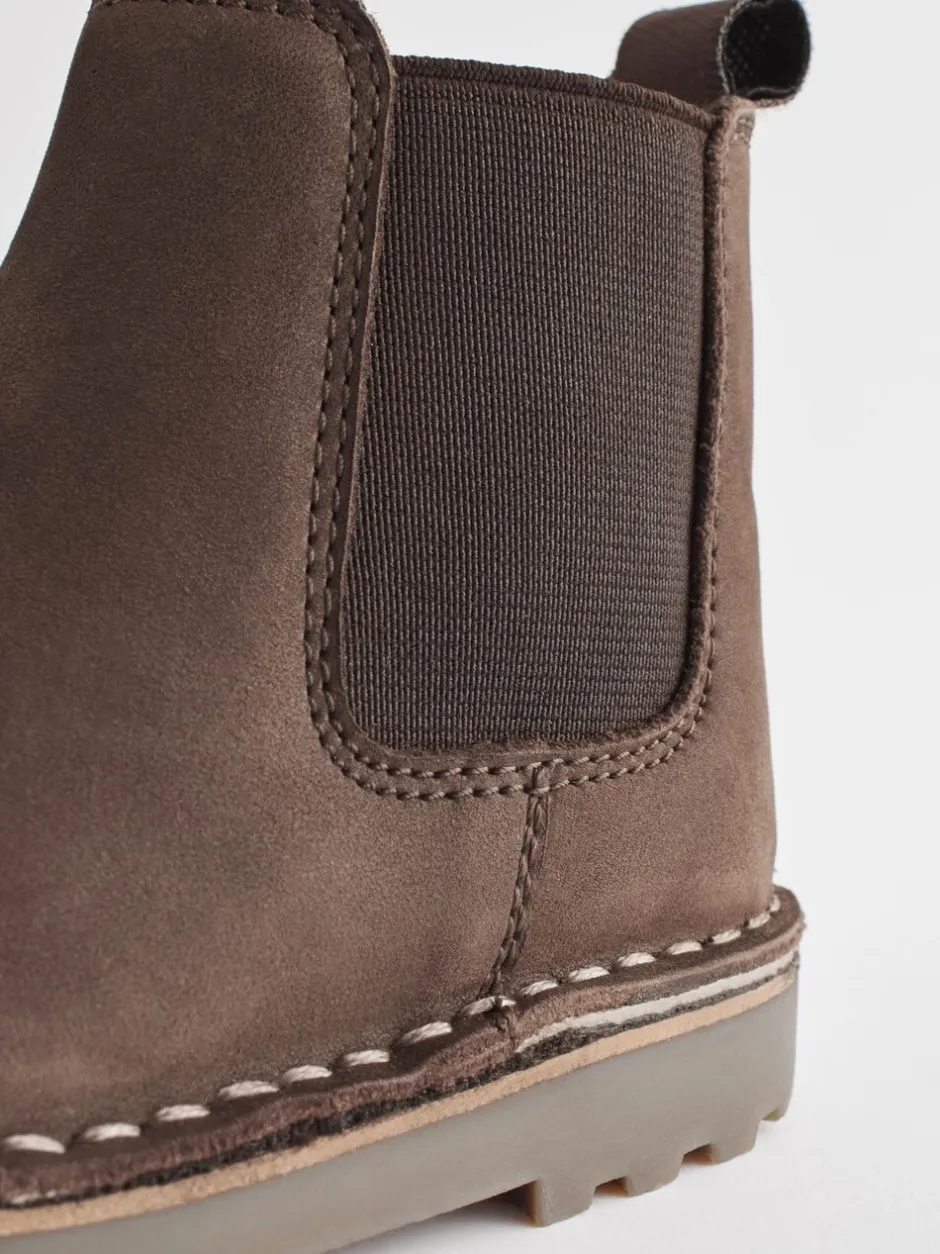 Boots|Next - Warm gevoerde leren Chelsea laarzen Chocoladebruin