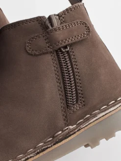 Boots|Next - Warm gevoerde leren Chelsea laarzen Chocoladebruin