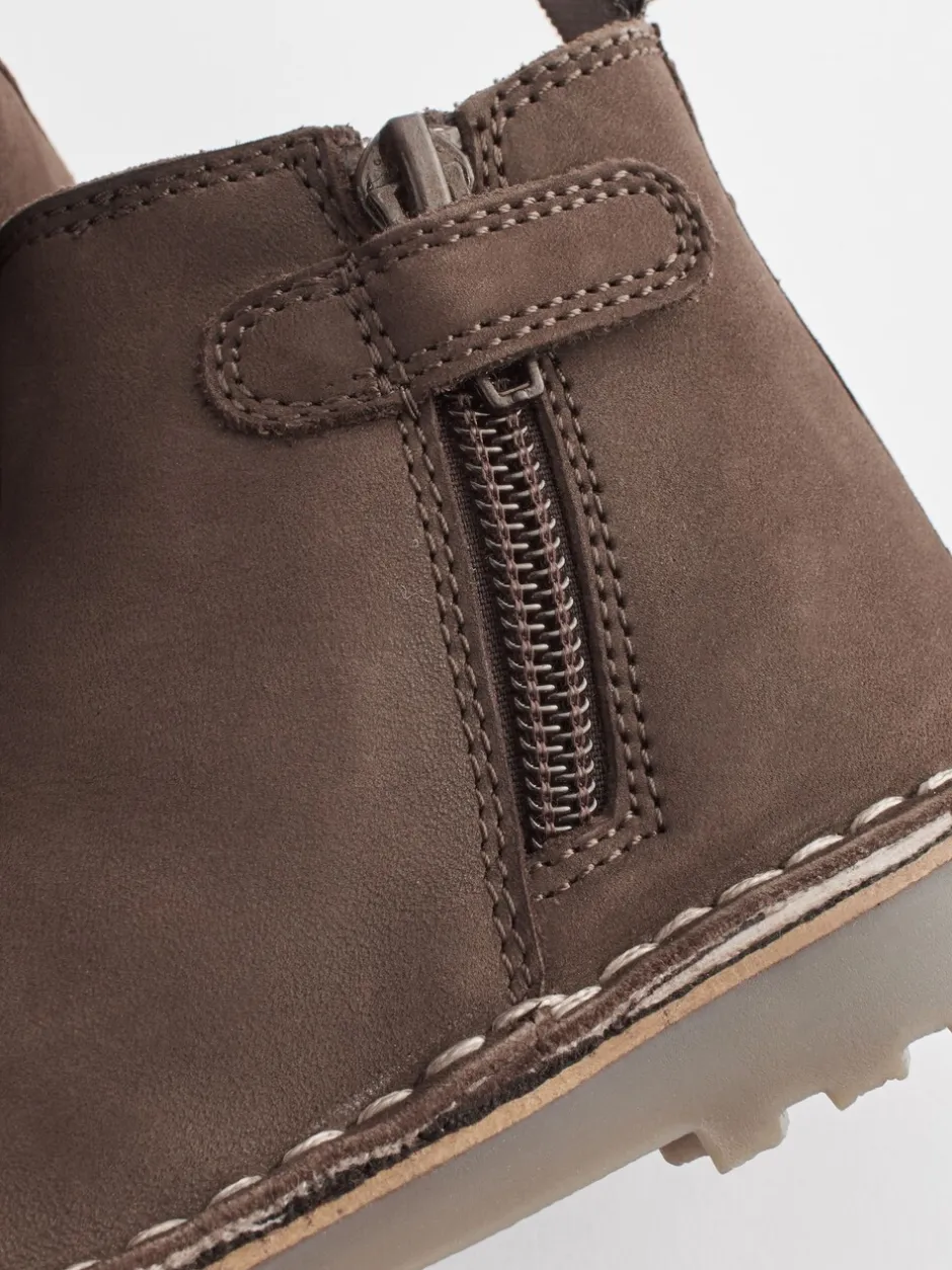 Boots|Next - Warm gevoerde leren Chelsea laarzen Chocoladebruin