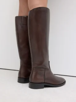 Boots|Ruimvallend En Extraruimvallend|Next - Forever Comfort® platte rijlaarzen Chocoladebruin leer