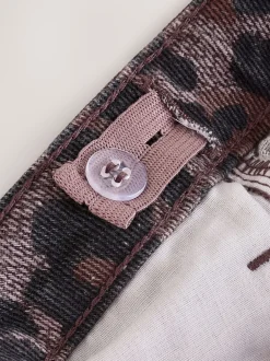 Jeans|Next - Jeans met wijde pijpen (3-16 jr) Chocoladebruin luipaardmotief