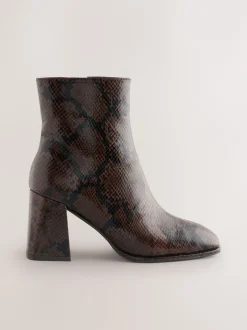 Boots|Next - Forever Comfort® Square Toe Block Heel Ankle Boots Chocoladebruin Slang