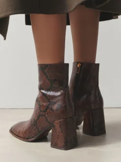 Boots|Next - Forever Comfort® Square Toe Block Heel Ankle Boots Chocoladebruin Slang