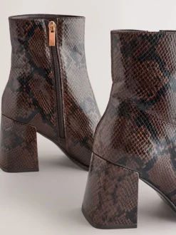 Boots|Next - Forever Comfort® Square Toe Block Heel Ankle Boots Chocoladebruin Slang
